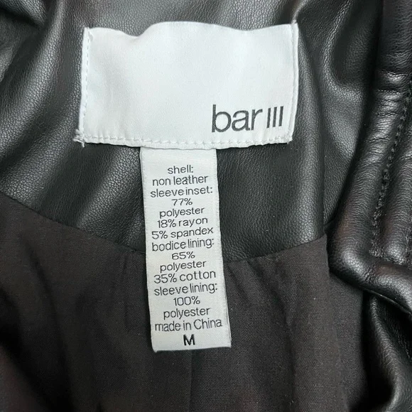 NWOT Bar III Quilted Black Leather Jacket - Picture 4 of 12